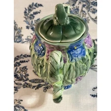 Silvestri Stackable  Whimsical Frog & Flowers Ceramic Teapot & Cup