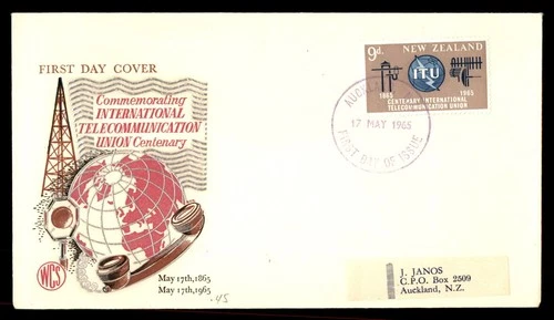 Mayfairstamps New Zealand FDC 1965 international telecommunications union centen
