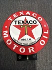VINTAGE Repro TEXACO MOTOR OIL PORCELAIN LUBESTER GASOLINE SIGN PUMP PLATE