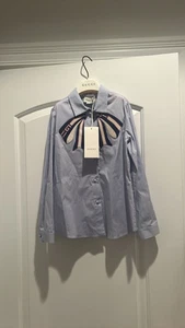Authentique chemise boutonnée Gucci enfant nœud manches longues neuve avec étiquette taille 10