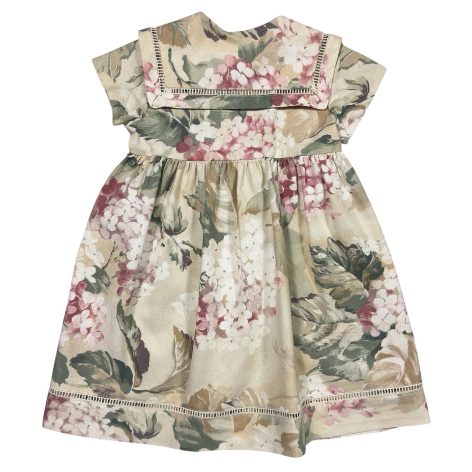 VTG Bonnie Jean Girls Floral Dress Sz 6 USA Made Cotton Sailor Collar Cottage - Image 4 of 4