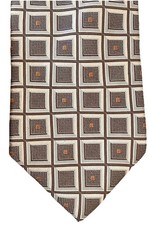 Roberto Villini Collezione 100  Silk Necktie Gold Geometric Handmade VTG