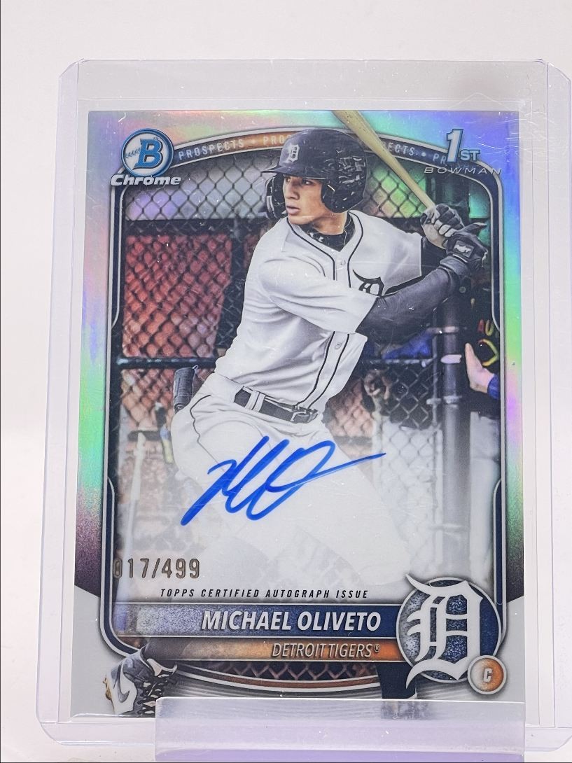 MICHAEL OLIVETO 2025 BOWMAN CHROME DRAFT 1ST REFRACTOR AUTO /499 Q4339