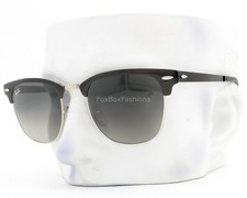 Ray-Ban Clubmaster Metal Sunglasses Shiny Black Gray Glass RB3716 9004/71 w/case