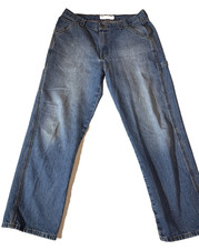 Vintage Men's Blue Denim Carpenter Jeans Baggy Fit Cotton Cargo Denim Workwear