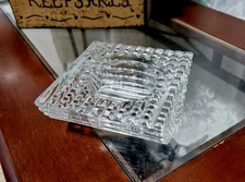 Vintage Late 20th Century Art Deco Cut Crystal "Vide Poche" Trinket Bowl