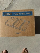 Box of 24 Uline S-13396BLU Plastic Industrial Grade Stackable Bins 74x22x4 Blue