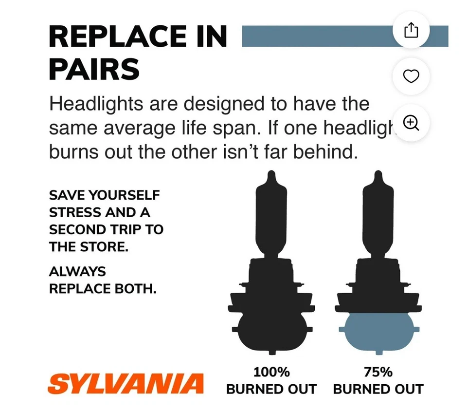 Lâmpada básica de halogênio Sylvania 9005, pacote com 1, compatível com vários carros - Imagem 4 de 4