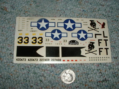 Hawk Testors decals 1/48 P-47D Thunderbolt   Kit # 212-200  D77