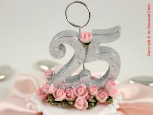 Cake Topper Anniversario Matrimonio 25 Anni Nozze D Argento Statuina Sopra Torta Ebay