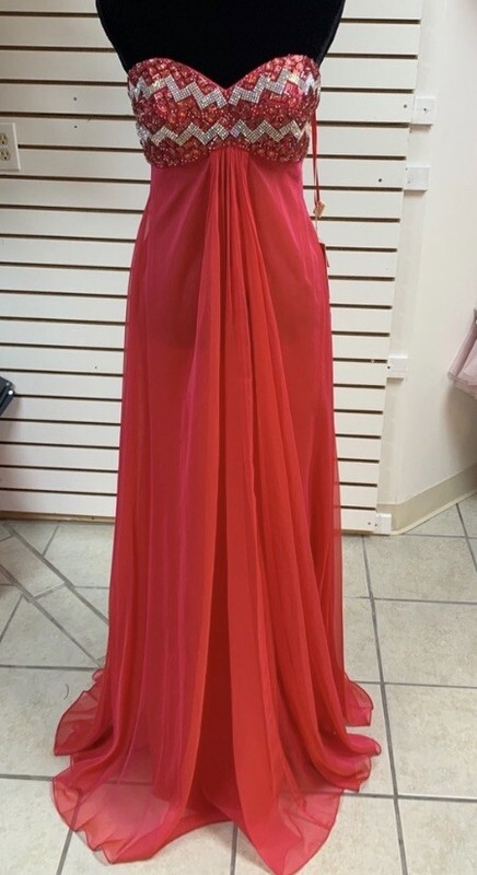 Size 8 Red Empire Waist Prom Homecoming Pageant Formal Evening Gown Dress NWT