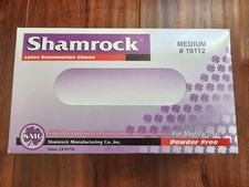 Shamrock Latex Examination Gloves - Medium, 100 Gloves, Nonsterile, Brand New 