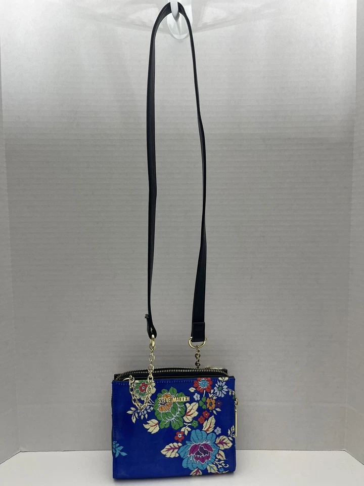Steve Madden Azul Pequeño Bandolera Cartera Bolso de Mano con Diseño Floral Foto 3 de 4