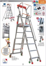 scala alluminio a castello su ruote e cavalletto con piattaforma FACAL CASTA 4