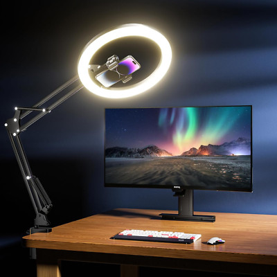 12 Inch Ring Light with Phone Mount and Desk Clamp for Video Zoom Streaming