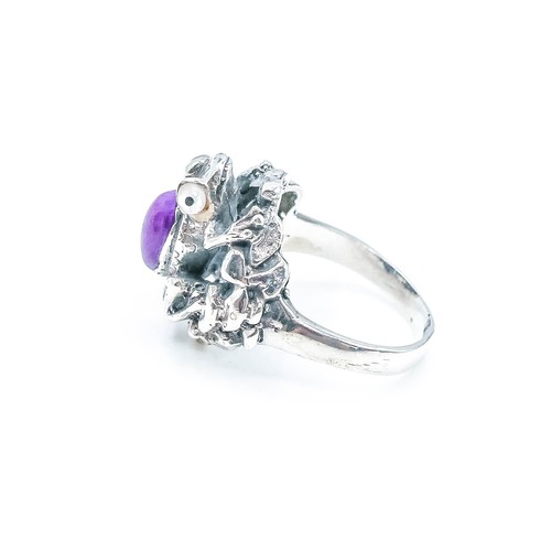 Vintage Sterling Silver Purple Sugilite Frog Ring Size 8.5 - Picture 5 of 6
