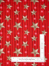 Christmas Fabric Rustic Wood Stars Red Warm Winter Wishes Studio E Cotton Yard