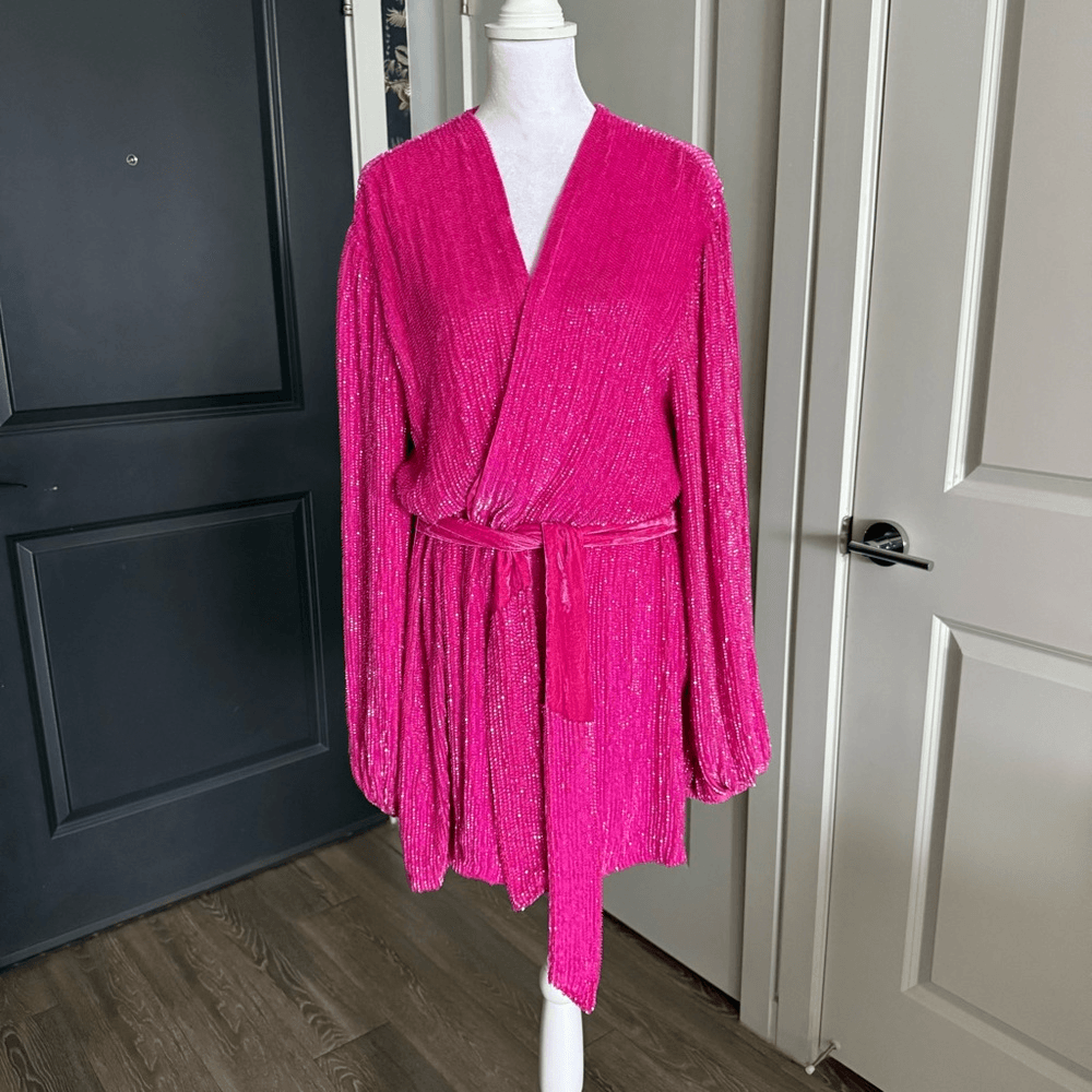 pink retrofete sequin dress Nolia Sequin Embellished Dress Retrofete