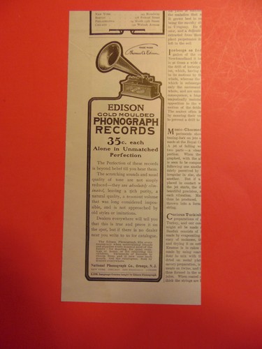 1904 EDISON PHONOGRAPH RECORDS vintage print ad