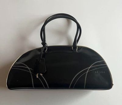 バッグ PRADA boring bag mini Boston black Vintage Prada Tessuto Black Nylon Front Zipper Pocket Mini