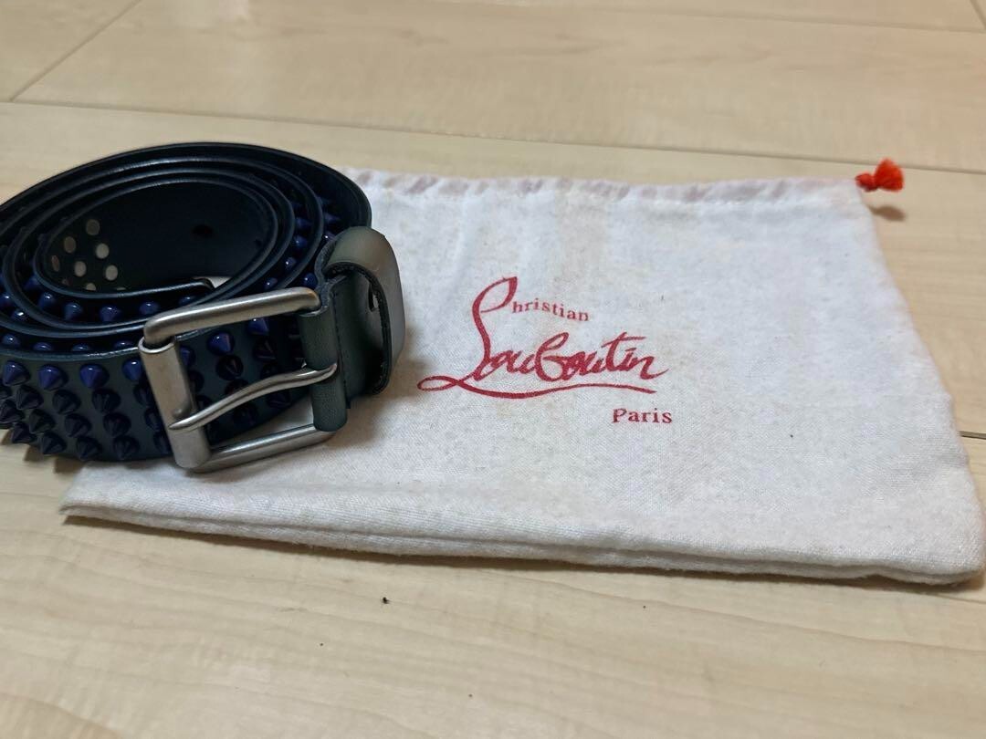 Christian Louboutin Leather Belt Blue Men's Accessory Casual