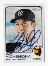 2022 TOPPS HERITAGE KYLE HIGASHIOKA YANKEES AUTOGRAPHED SIGNED BASEBALL CARD SP