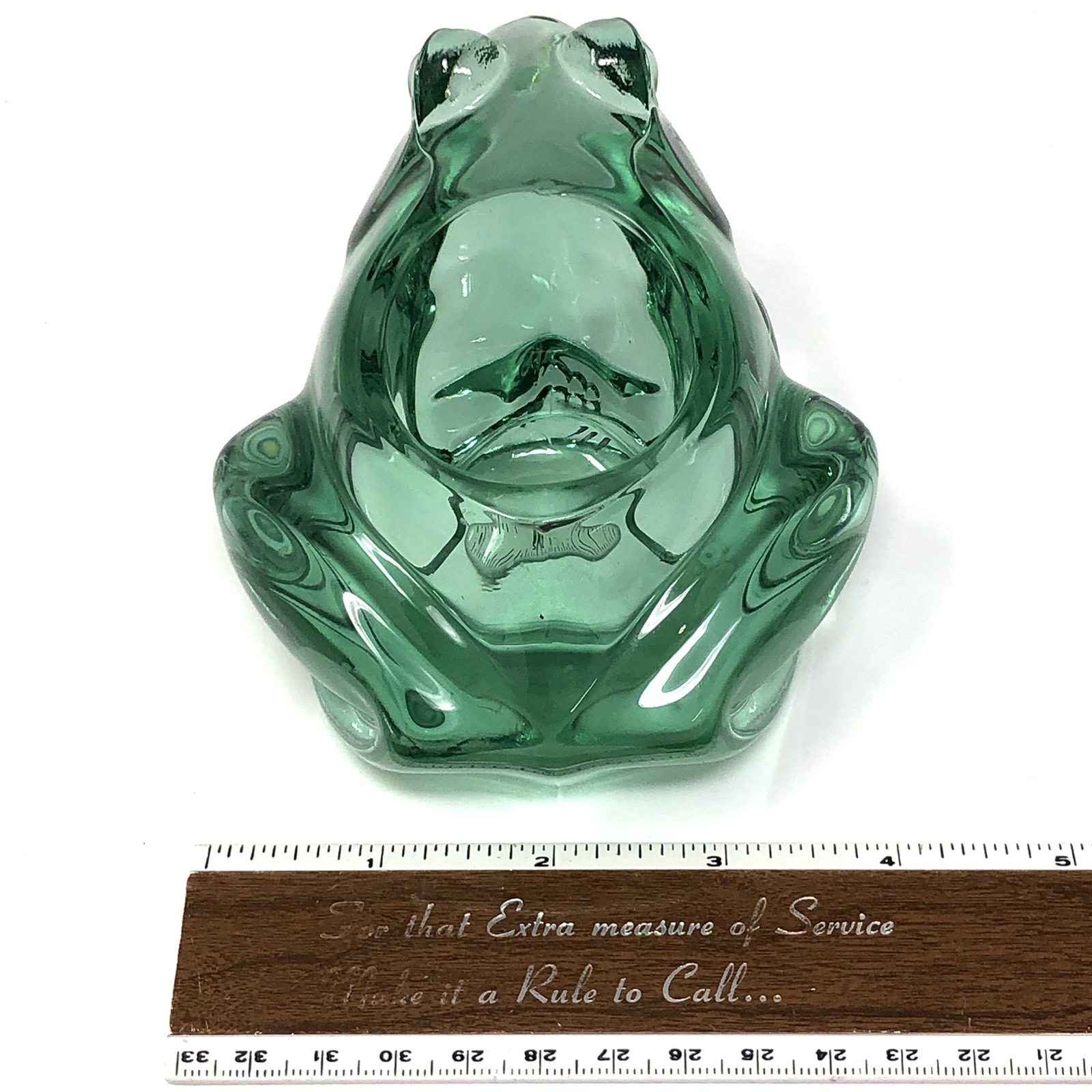 Vintage Indiana Glass Frog Votive Holder - Spanish Green 4.5" long 3" tall