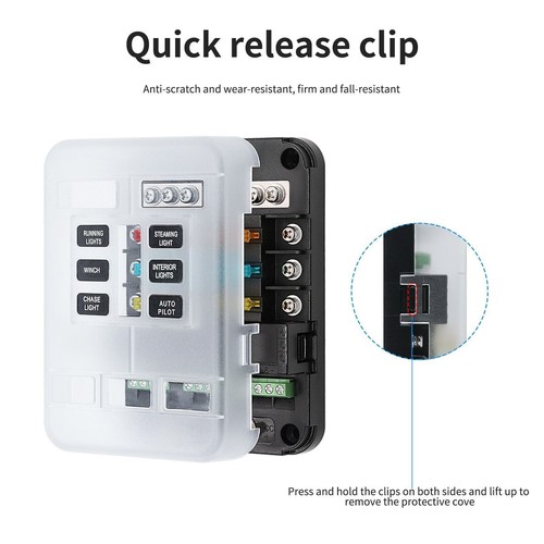 6 Ways Blade Fuse 10V 24V Car Boat Fuse Box Holder W/ Power Panel Board Camper - Picture 9 of 23