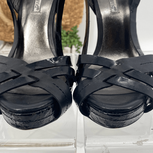 Charles David Platform Leather High Heeled Strappy Stiletto Heel Sandals Black S - Picture 8 of 13
