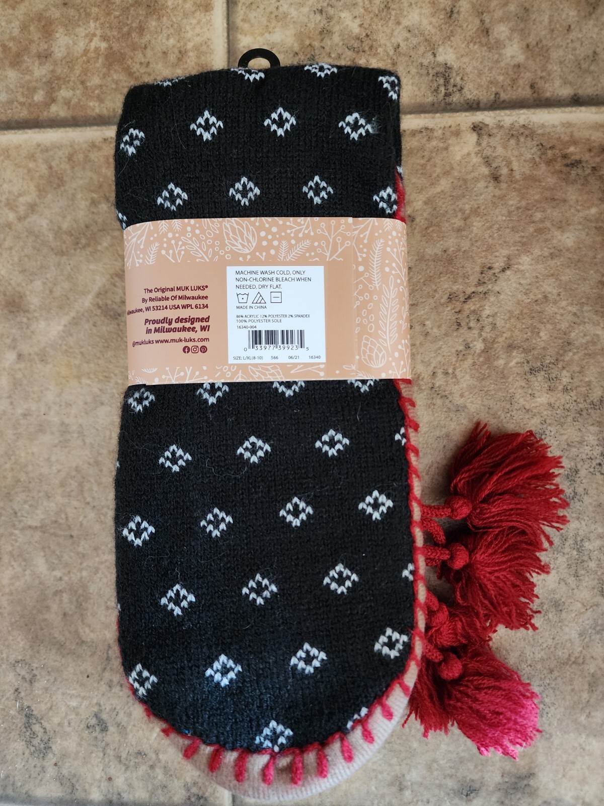 SAOLA Calze pantofole donna MUK LUKS L XL (8 10) suola antiscivolo acrilica elastica