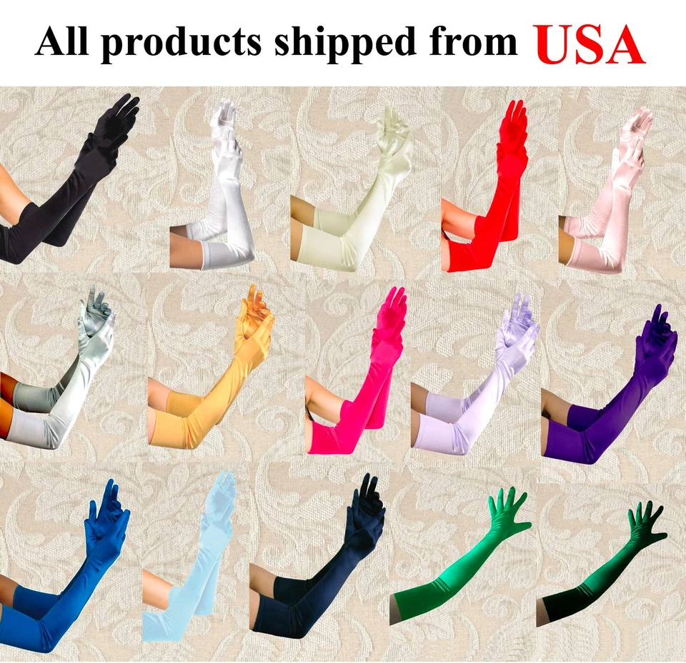 ANGEL'S BRIDAL Top Quality 23" Long Satin Bridal Wedding Prom Halloween Costume Opera Gloves