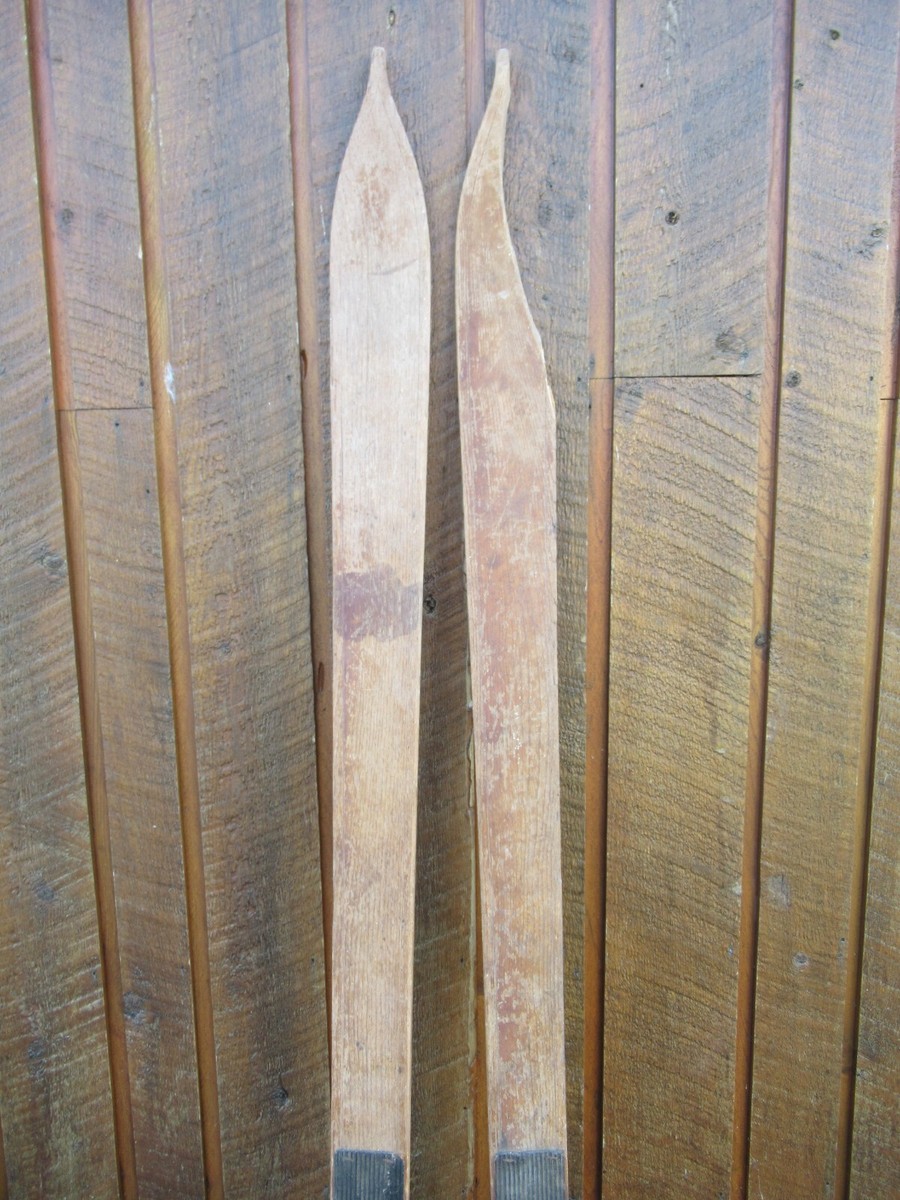 ANTIQUE Wooden Snow Skis 72