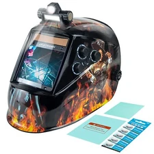 Auto Darkening Welding Helmet with LED Light, Large 3.94"x3.15" True Color View
