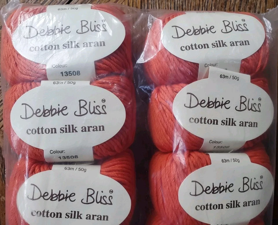 Nuevo paquete de 10 madejas hilo Debbie Bliss algodón seda Aran #13508 sin usar 63 m/50 g Foto 2 de 4