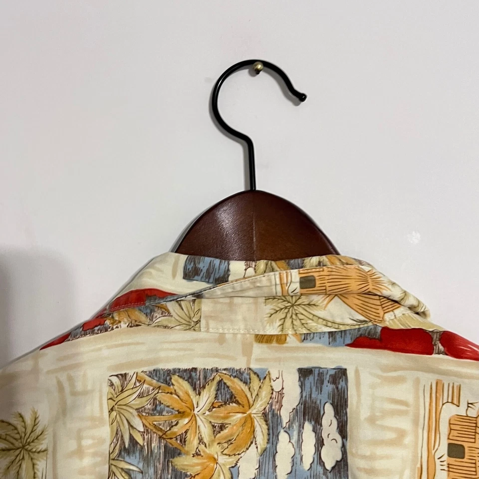 Pierre Cardin Mens Shirt Size XL Beige Full All Over Print Art Short Sleeve - Image 4 of 4