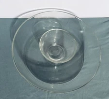Clear Glass Modern Style Chip and Dip Set with removeable bowl 12in 