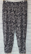 Soft Surroundings Go Lively Cargo Pants Joggers Women's Large Black White Floral