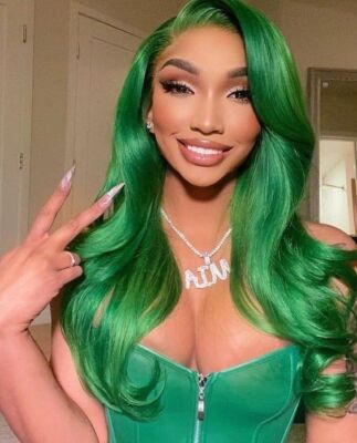 Sexy green lace front wig Amazon.com: haha Green Ombre Lace Front Wig Human Hair  main image 3