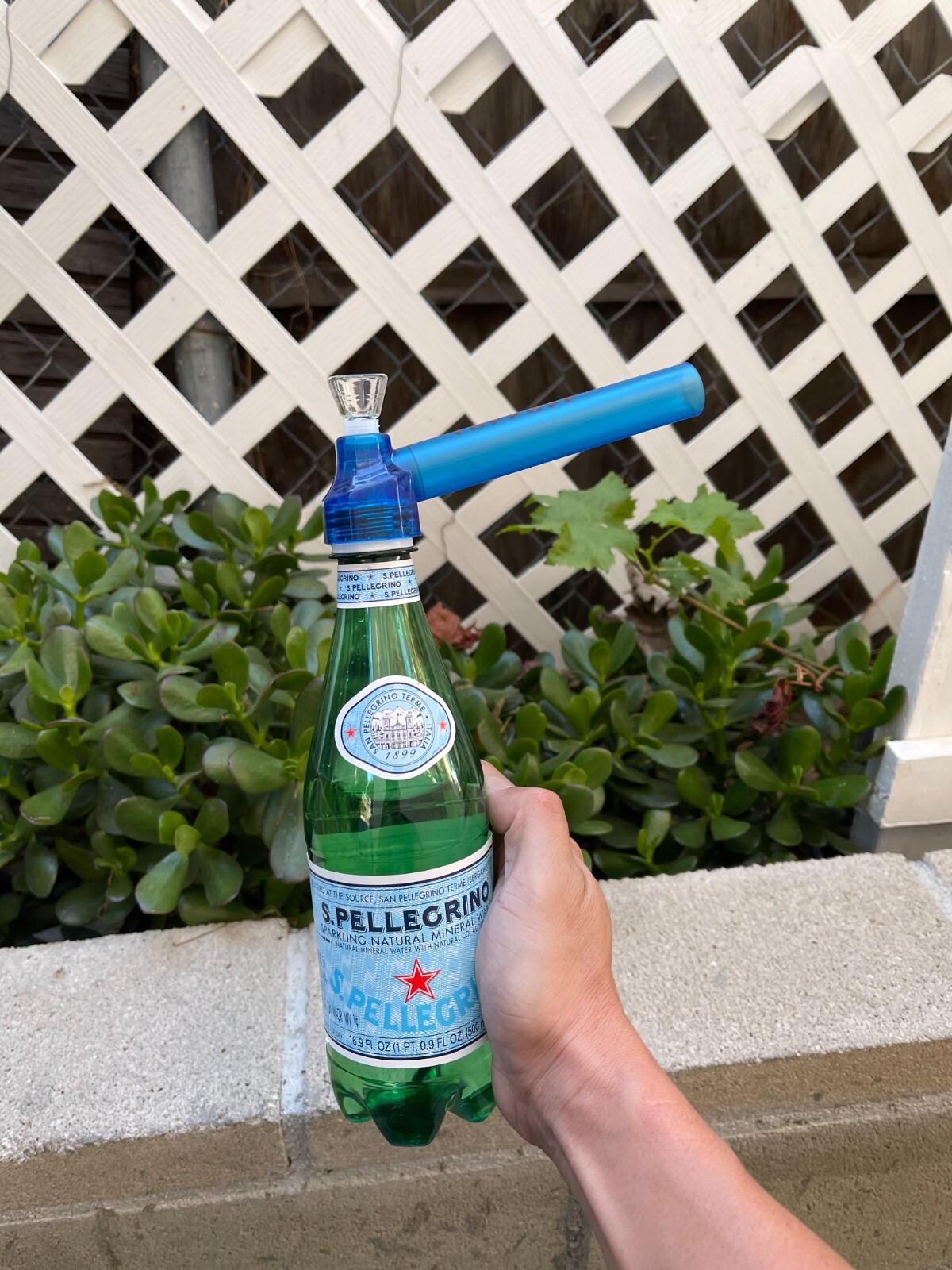 Blue Portable Hookah Screw on Bottle Converter Glass Water Filter Bong