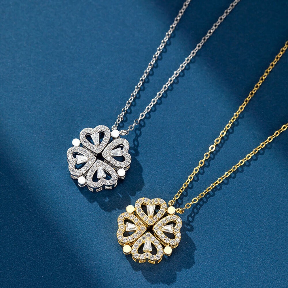 Buy Four Leaf Clover Necklaces Cute Creative Magnetic Folding Heart