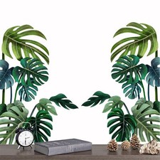 Tropical Leaves Wall Sticker Green Plants Wall Decals Art Mural Wall Decor PVC