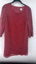 J. Crew  Women's Natalia Dress Lace Size 6 Burgandy 3/4 Sleeve 