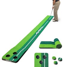 SENSECLUB Indoor Putting Green, Foldable Putting Mat - 1x8 Ft 30 eva 3 Caps