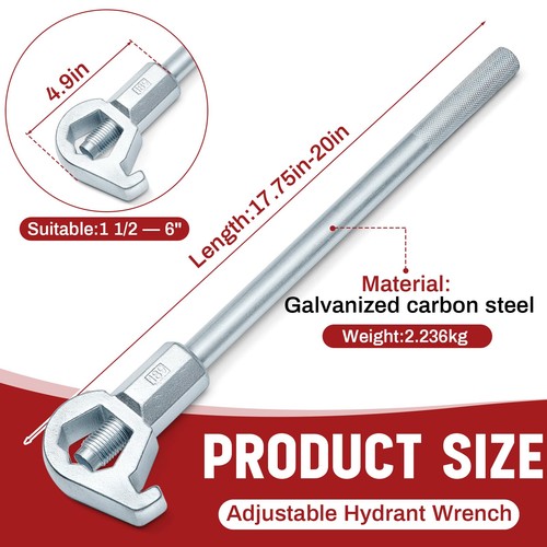 1 Stück Hydrantenschlüssel Werkzeug Schwerlast verstellbar passt 11/2" bis 6" Schraubenkopf  - Bild 2 von 6