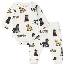 Body + set pantaloni Monica e Andy unisex bambino cuccioli neonato taglia nuovo con etichette
