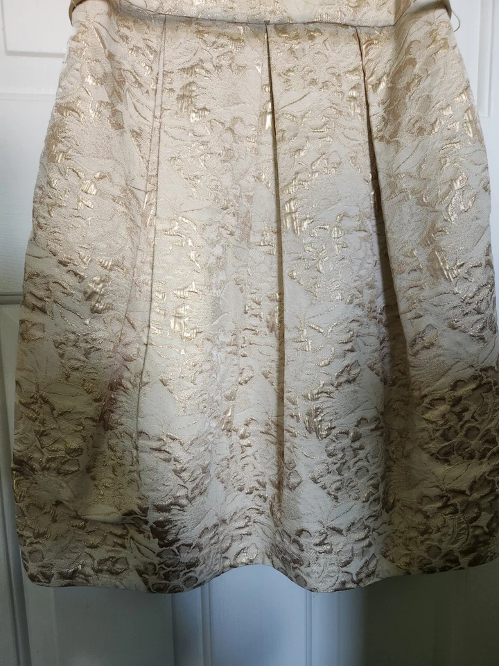 Eliza J Ivory Rose Gold Floral Metalic A Line Sleeveless Short Dress Size 10 - Image 3 of 4