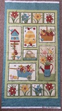 Benartex 100% Cotton Fabric Quilting Panel - Garden Days by Cheryl Haynes
