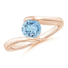 March Birth Aquamarine Stone New Stackable Daughter Ring Jewelry 925 Silver