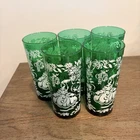 Vintage 5 Anchor Hocking 6" Forest Green Southern Belle, Colonial Glasses