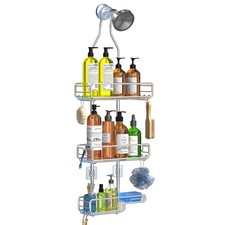 Shower Caddy Hanging Bathroom Organizer: Over Head Adjustable Rack for Tall S...
